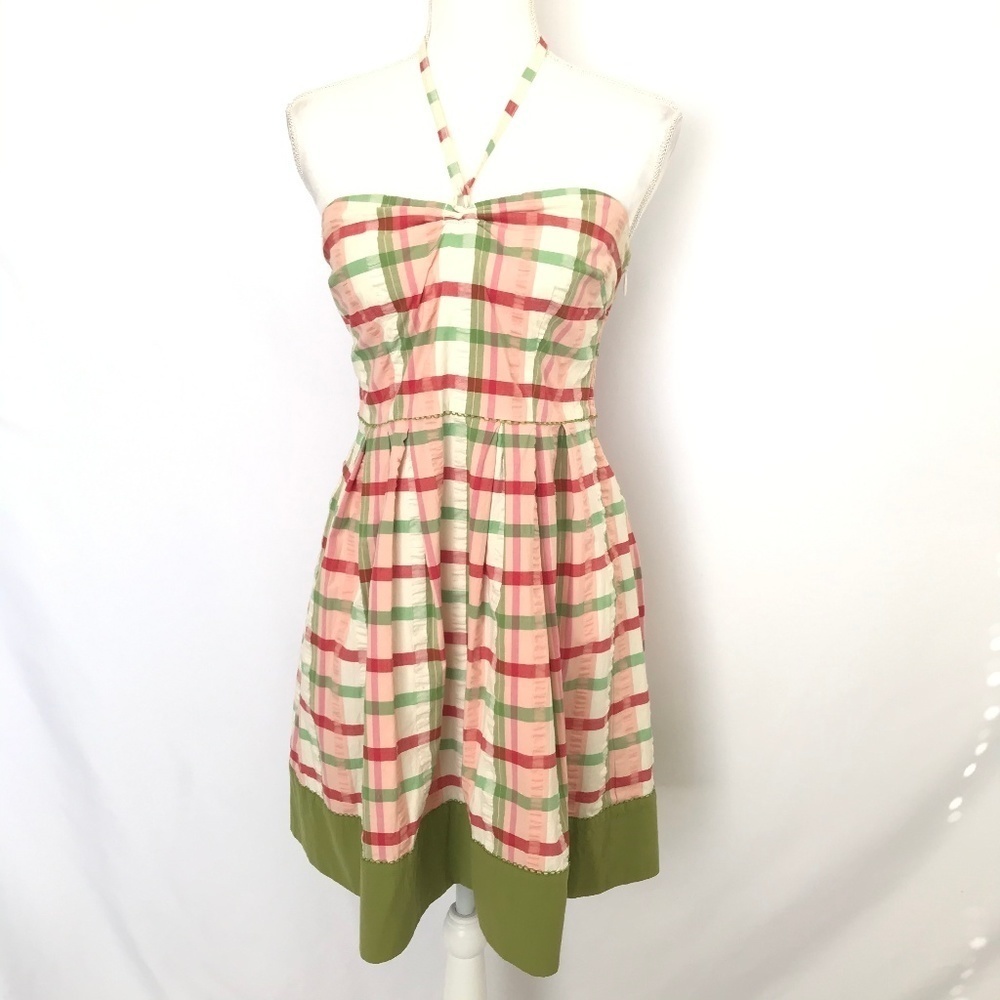Vintage Pink Green Classic Vintage dress plaid Juicy Couture small halter